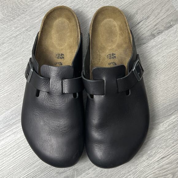 Birkenstock Women's Boston Super Grip Leather Slides Black Size 13 - Picture 3 of 5